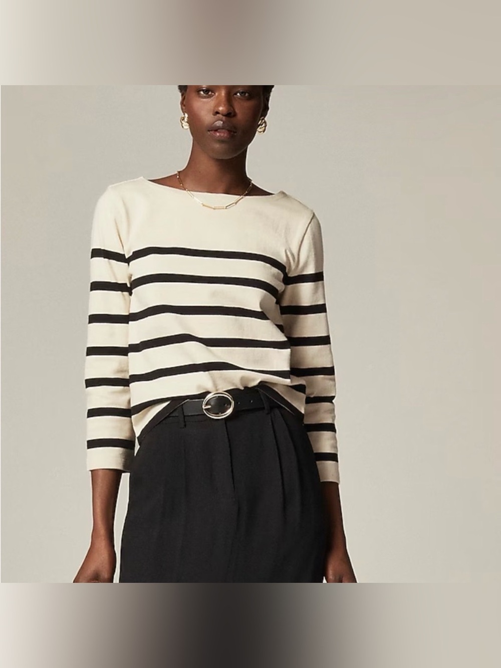 J.Crew Classic mariner cloth boatneck T-shirt in stripe, Size M